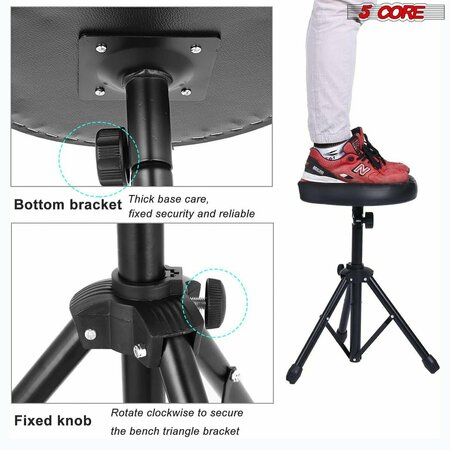 5 Core 5 Core Drum Throne - Height Adjustable Guitar Stool - Thick Padded Comfortable Drummer Chair Black DS 01 BLK